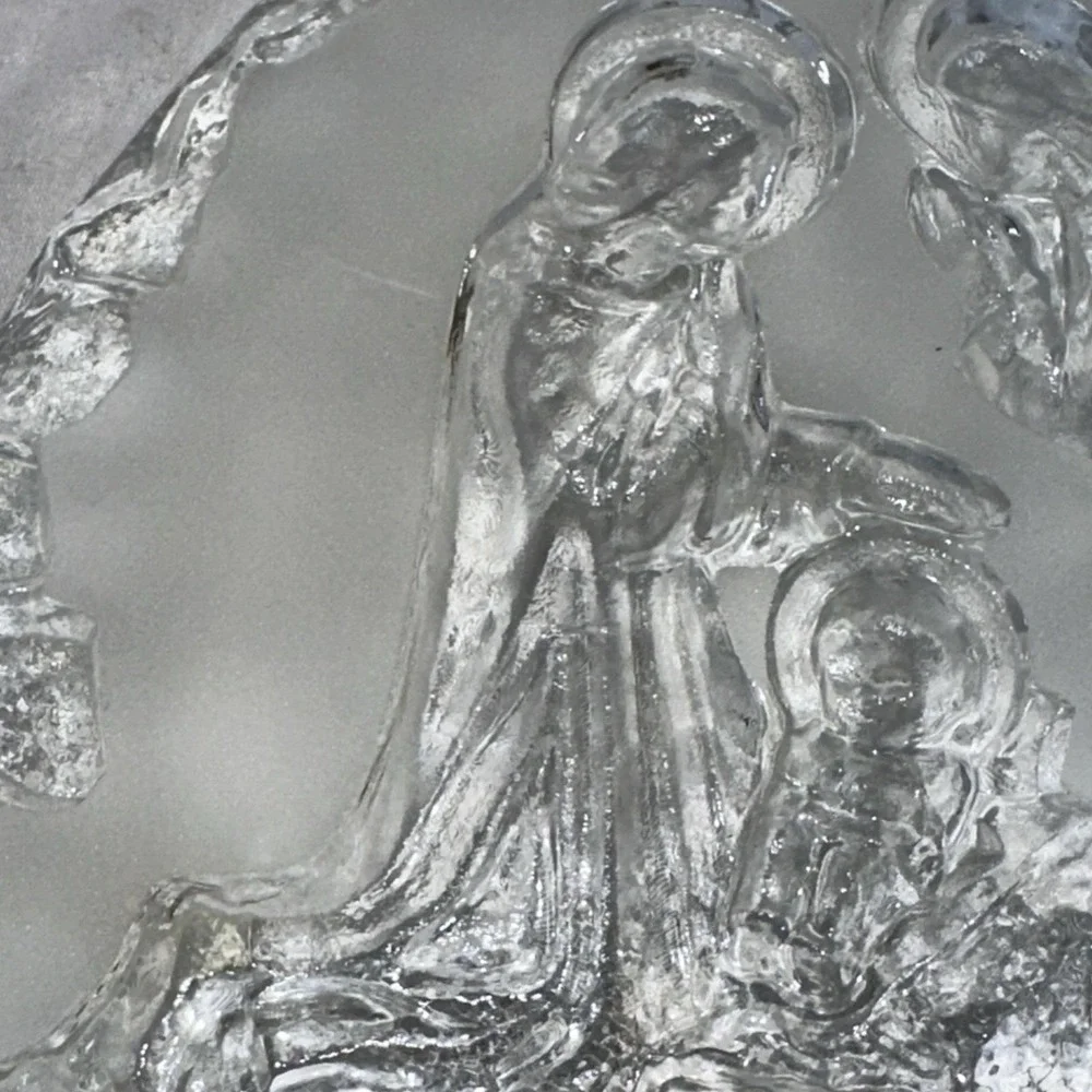 Vintage ZABKOWICE Glass NATIVITY Scene Christmas Holy Family  Poland 8.5
